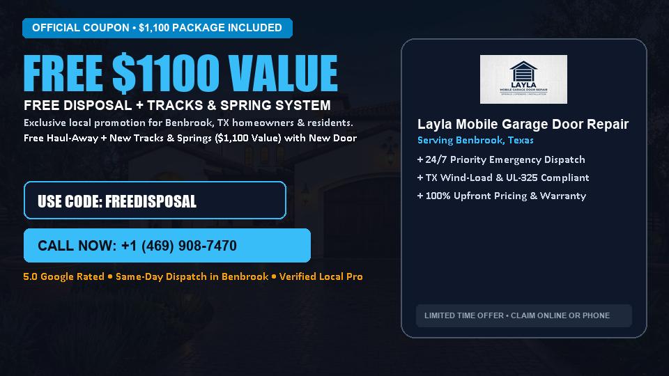 Layla Mobile Garage Door Repair FREE Haul-Away & Heavy-Duty Tracks with New Door in Benbrook, TX
